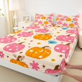 thumbnail image 4 of Manfei Autumn Pumpkin Pattern Bed Sheets,Harvest Print Full Size Sheets,4pcs,1 Flat Sheet,1 Fitted Sheet and 2 Pillowcases, 4 of 6