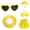 B003- Yellow, variant on 5-Piece Beach Outfit Bundle, Lightweight Swimwear, Inflatable Pool Float, Sun Protection Hat, Party Sunglasses, Matching Polka Dot Bikini Top, Swim Skirt and Durable Pool Ring for