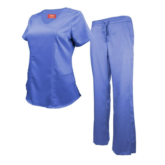 M&M SCRUBS - Womens Junior Fit Flare Cargo Scrub Pant 9120 S ( ROYAL )
