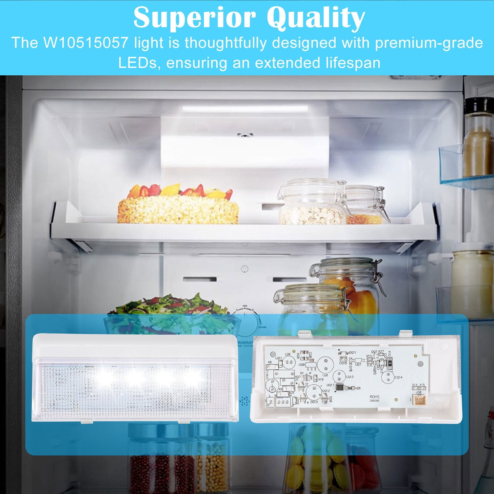 Premium-grade LED Light Board for Refrigerator Operating Range 10.2V to 16V, Easy DIY for Whirlpool, Kenmore, Maytag