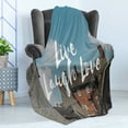 thumbnail image 4 of Live Laugh Love Soft Flannel Fleece Throw Blanket, Rustic Country Houses with Brick Composition Calming Scenery and a Words, Cozy Plush for Indoor and Outdoor Use, 50" x 70", Multicolor, by Ambesonne, 4 of 5