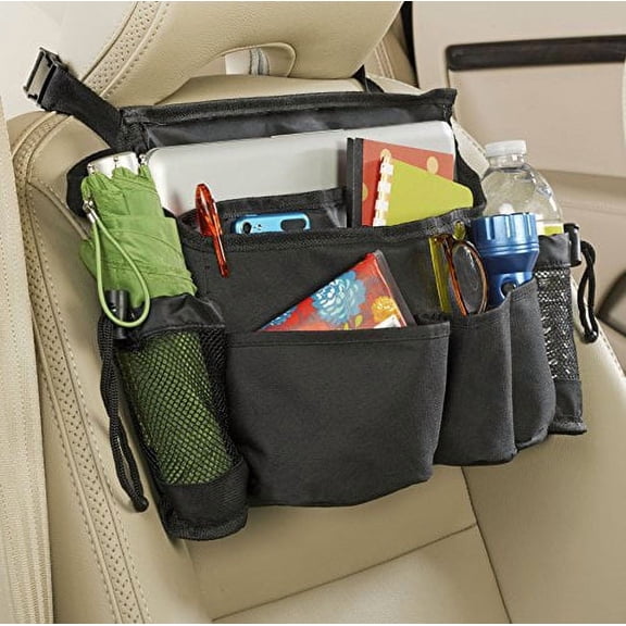 High Road SwingAway Front Seat Car Organizer for Daily Driving Essentials with Side Bottle and Cup Holders