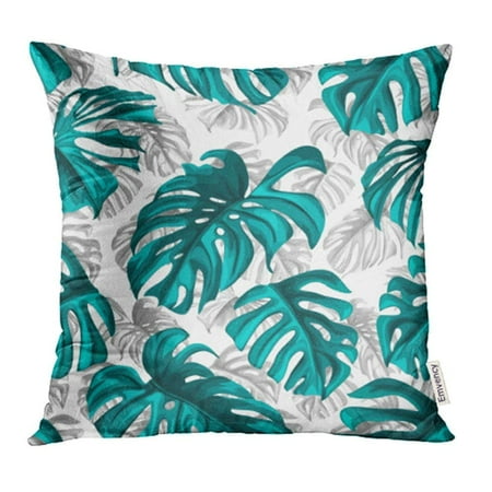 

ARHOME Watercolor Tropical Leaves and Coral Flowers on Black White Zigzag Exotic Botanical Pillowcase Cushion Cases 16x16 inch