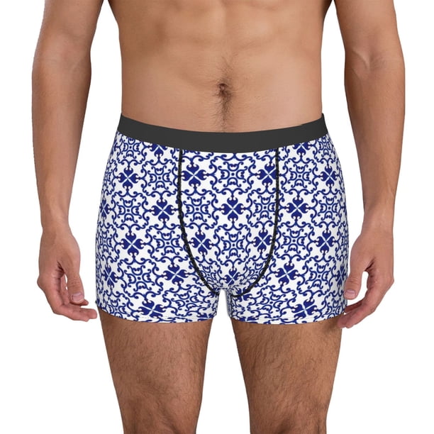 Balery Blue And White Porcelain Chinaware Calzoncillos bóxer para hombre, ropa interior de algodón suave y transpirable con cinturilla de nailon-XX-Large