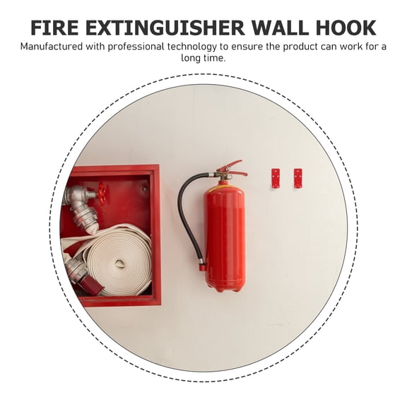WEAVILUX 4Pcs Wall-mount Fire Extinguisher Holder Red Plastic Bracket Shape for Fire Safety