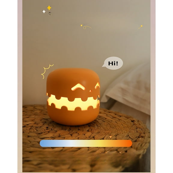 New Pumpkin Lamp. Creative Fun Halloween Gift. Pat Light. USB Rechargeable. Soft Bedside Companion Sleeping Light. A Delightful Addition.