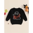 thumbnail image 2 of Suealasg Toddler Girl Boy Girl Halloween Sweaters 3M 6M 1T 2T 3T Long Sleeve  Pumpkin Ghost Embroidery Knit Pullover Sweaters Top Infant Baby Halloween Clothes, 2 of 7