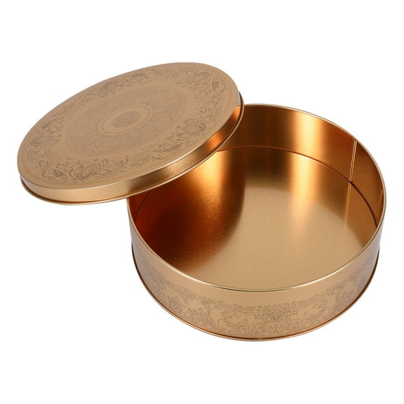 Soimiss 6.6 Inch Round Cookie Tin With Lid Decorative Treat Box for Cakes Snacks Chocolates and Patisseries Storage
