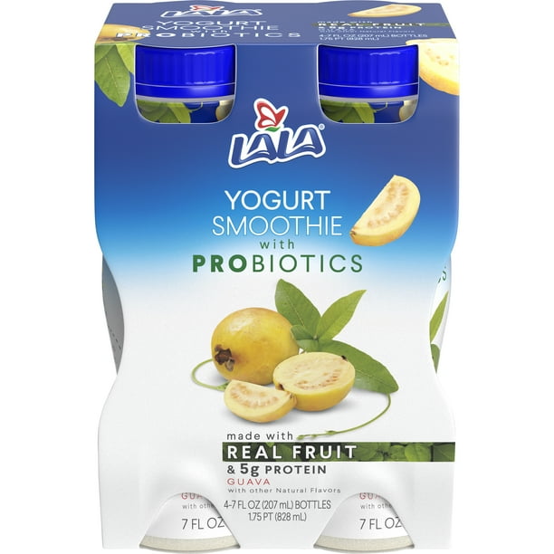 LALA Drinkable Yogurt Smoothie with Probiotics, 5g of Protein, Guava, 7