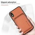 thumbnail image 2 of Cutyskin Carbon Fiber Texture PU Leather Case for iPhone XR, with Detachable Card Holder, Compatible Magsafe Charging, Ultra Thin Design Shockproof Phone Case for iPhone XR, Brown, 2 of 7