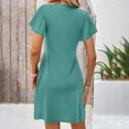 thumbnail image 4 of DailyTrove Women's Multi Color V Neck Belted Short Sleeve Mini Dress, Trendy Outerwear for Summer Street Style Casual Gatherings, 4 of 6