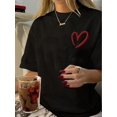 thumbnail image 1 of Camiseta vintage informal estampada para mujer con cuello redondo, top deportivo de ocio, 1 of 6