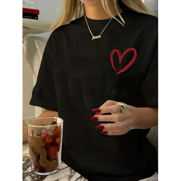 Camiseta vintage informal estampada para mujer con cuello redondo, top deportivo de ocio