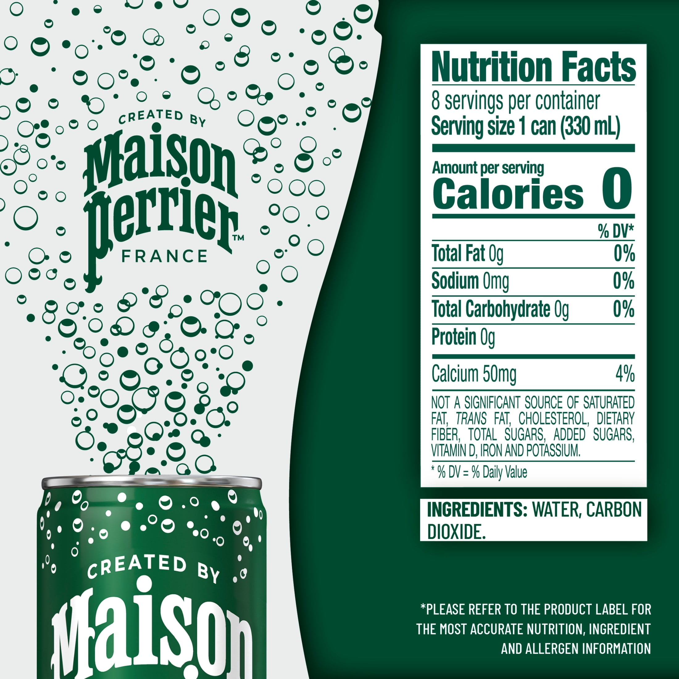 Maison Perrier Unflavored Ultimate Sparkling Water, 11.15 fl oz, 8 Pack Cans