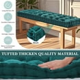 thumbnail image 4 of 48x18 Inch Bench Cushions for Indoor Furniture Christmas Chenille Dark Green Velvet Button Tufted Thicken Seat Pad Mat with Memory Foam, Window Floor Sofa Chair Cushion for Living Room Porch, 4 of 12
