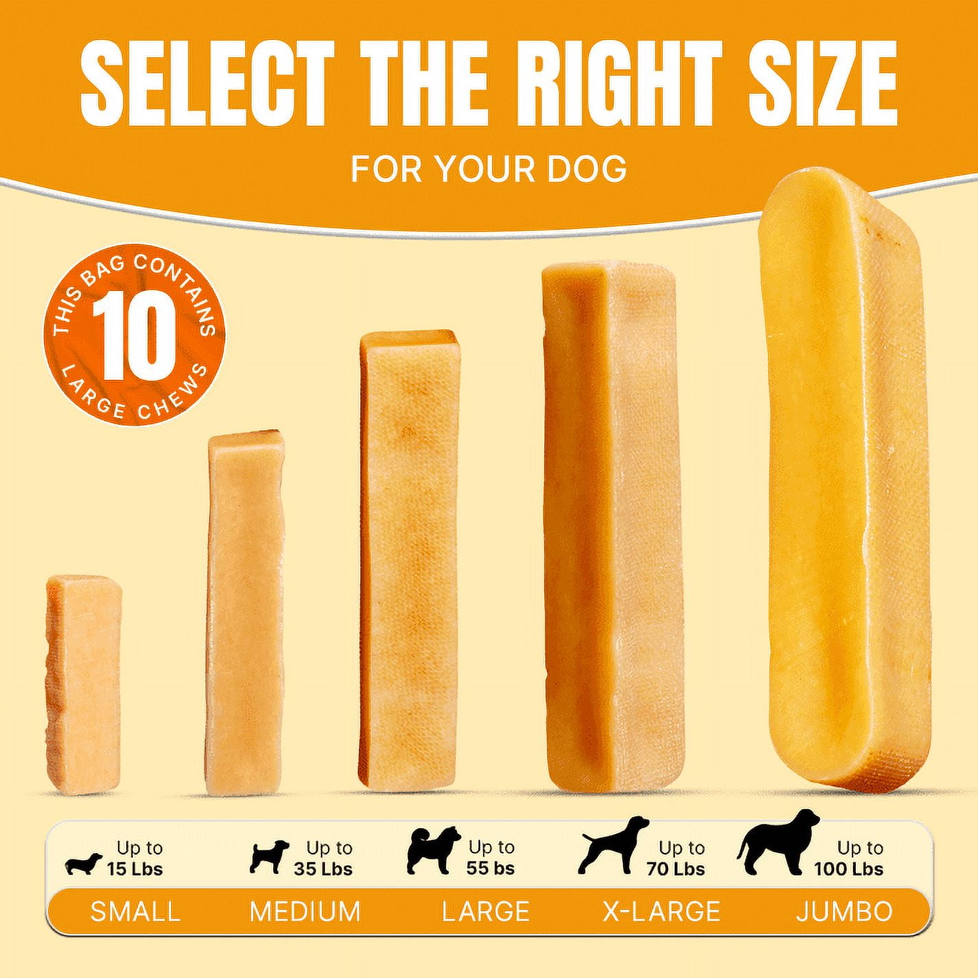 Tibetan Dog Chew Yak Cheese Natural Himalayan Chews for Large Dogs, 2 lb., Pack of 10