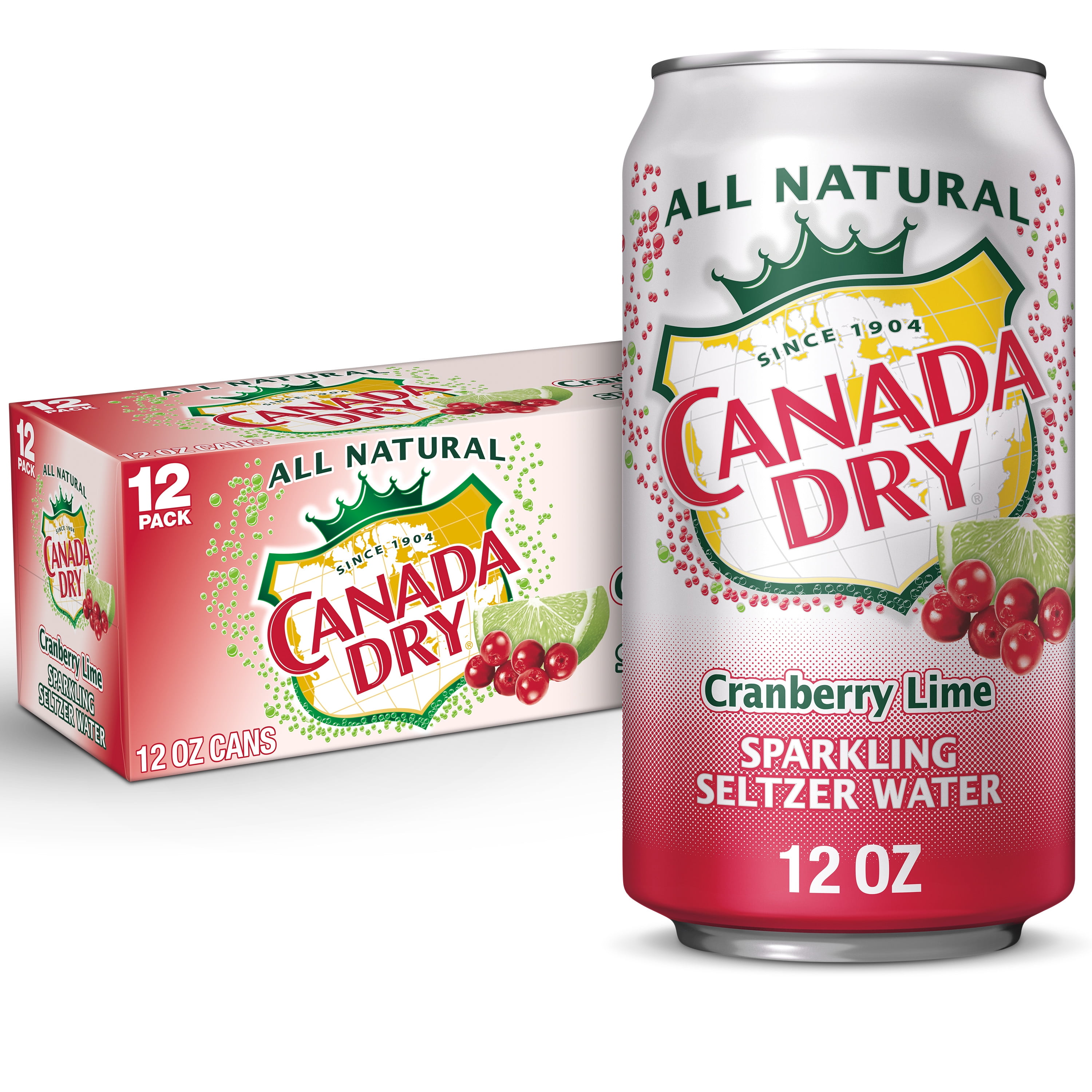 Canada Dry Cranberry Lime Sparkling Seltzer Water, 12 fl oz cans, 12 pack