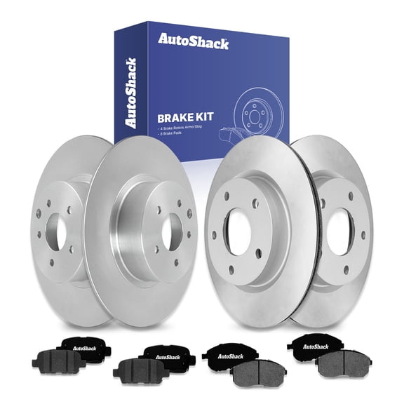 AutoShack Front Vented & Rear Solid Coated Brake Rotors   Ceramic Pads 12-PC Brake Kit Replacement for 2013-2019 Nissan Sentra ArmorStop