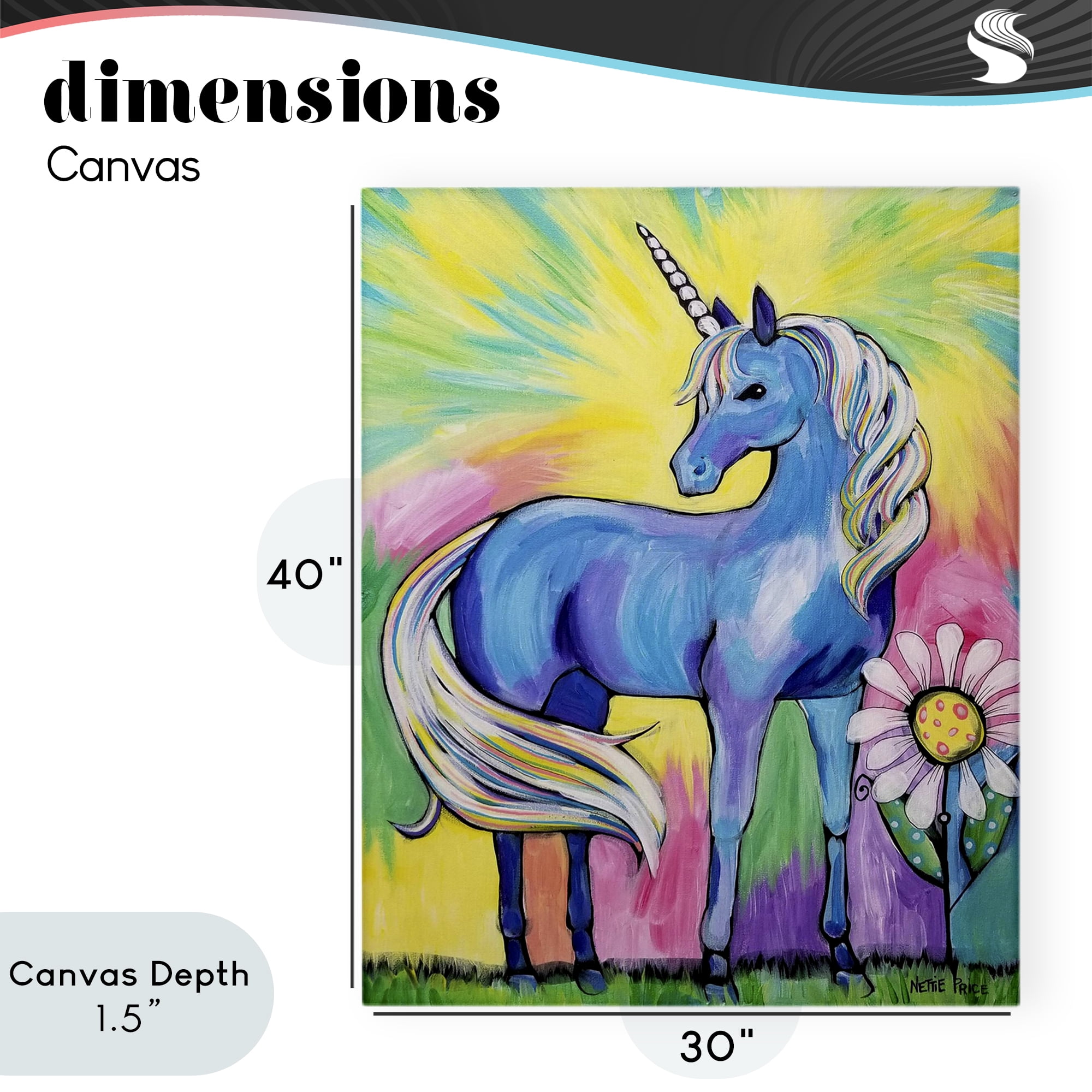 Stupell Industries Magical Unicorn in Rainbow Meadow Canvas Wall Art, design by Nettie Price