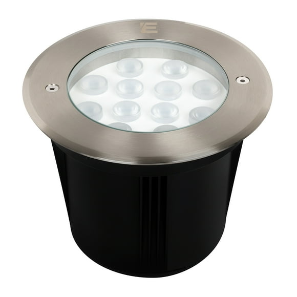 Estevez Luminario LED SPIRAL Empotrable en Piso, 12 Watts, 3000K Acero Inoxidable, Protección IP67 Ø168mm