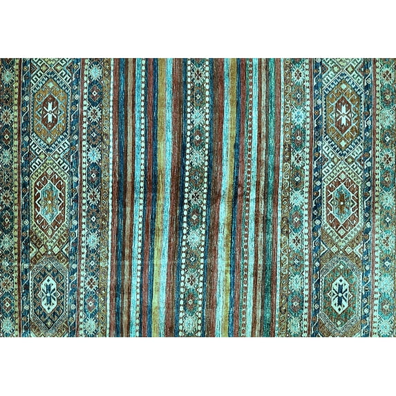 Ahgly Company Machine Washable Indoor Rectangle Abstract Light Blue Modern Area Rugs, 3' x 5'