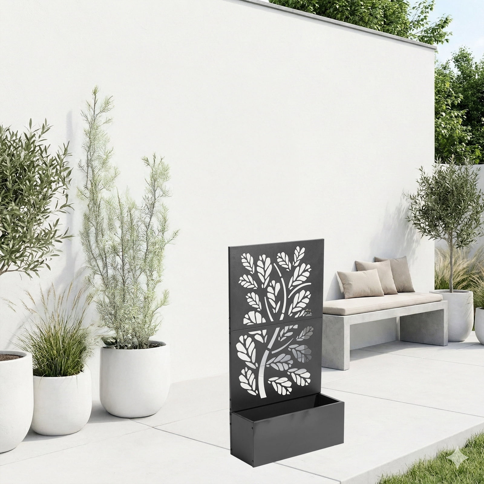 Garden Bed with Trellis 24×8×43 Inch, 2-in-1 Vertical Planter for Climbing Plants, Rust-Resistant Raised Planter Box for Patio, Balcony, Garden & Privacy Screen