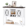 thumbnail image 1 of Garvee Coffee Bar Cabinet with Sliding Barn Doors, Open Shelf, White & Brown, 1 of 8