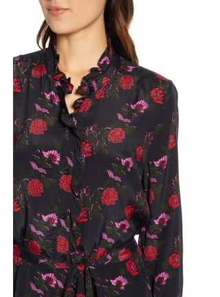 Lucky Brand Women's Mackenzie Floral Long Sleeve Crepe Shirtdress
