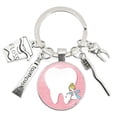 thumbnail image 2 of Llavero con forma de diente de cepillo de dientes y pasta de dientes, colgante redondo de cristal para bolso de moda, 2 of 6