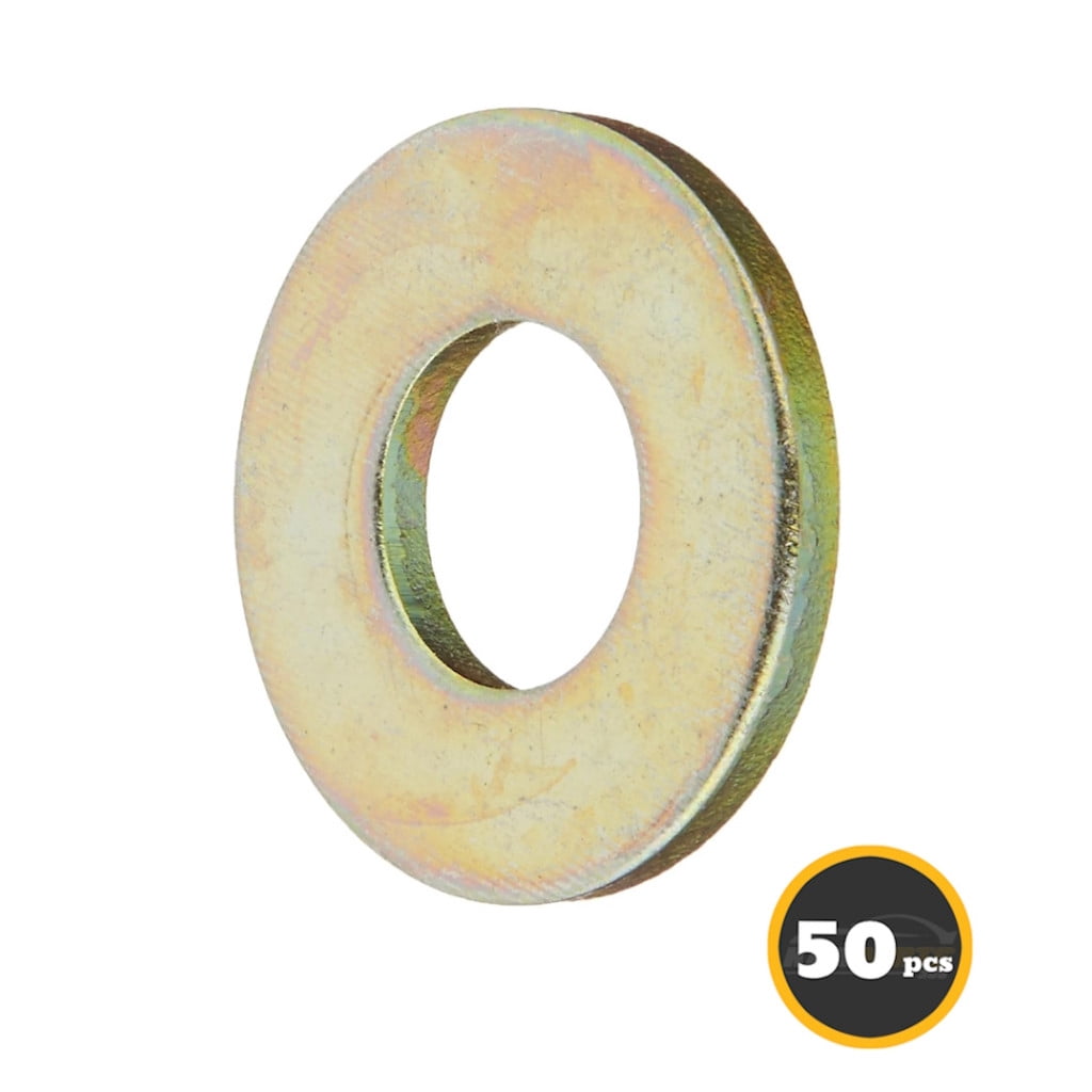 KarParts360 Washers | Steel Material | Yellow | Flat | 7/16 Inches Callout Size | 7/16 Inches Inside Diameter | 50 pieces