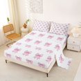 thumbnail image 2 of Erosebridal Pink Buffalo Bow Queen Sheet Sets for Girls, Princess Bowknot Bed Set for Women, 4-Piece, 2 of 6