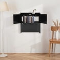 thumbnail image 3 of Black PVC 58x20x60cm Wall-Mounted Folding Table Cabinet Double Storage Wall Cabinet With Lock, 3 of 9