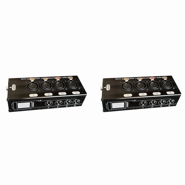 2Pc 4-Channel 3-Pin XLR Audio and over Network Cable Extender, DMX512 Network Signal Extender , Female,2 x 4-Channel Audio/ Network Extender,Black