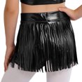 thumbnail image 2 of Hansber Kids Girls Metallic Shorts Hip Hop Jazz Dance Performance Cheerleading Tassels Skirts Dancewear Black 14, 2 of 5