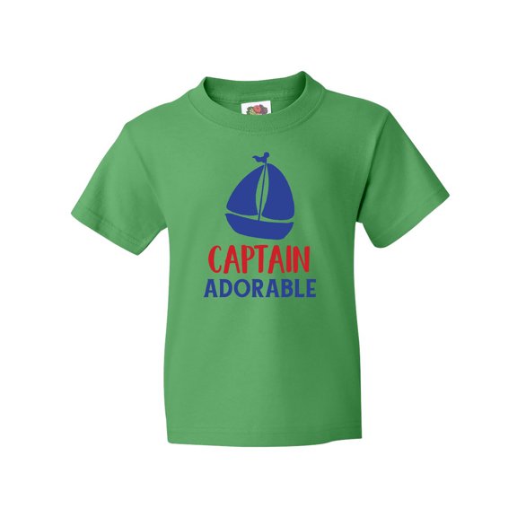 Inktastic Captain Adorable, Sail Boat, Sailing - Red Blue Youth T-Shirt
