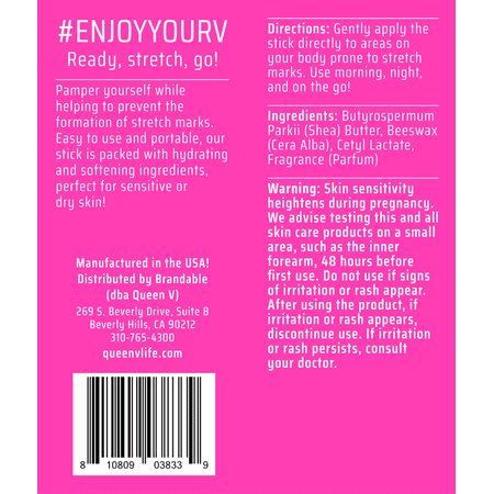 Queen V On Your Mark Stretch Mark Stick pH-Balanced 2.6 Oz