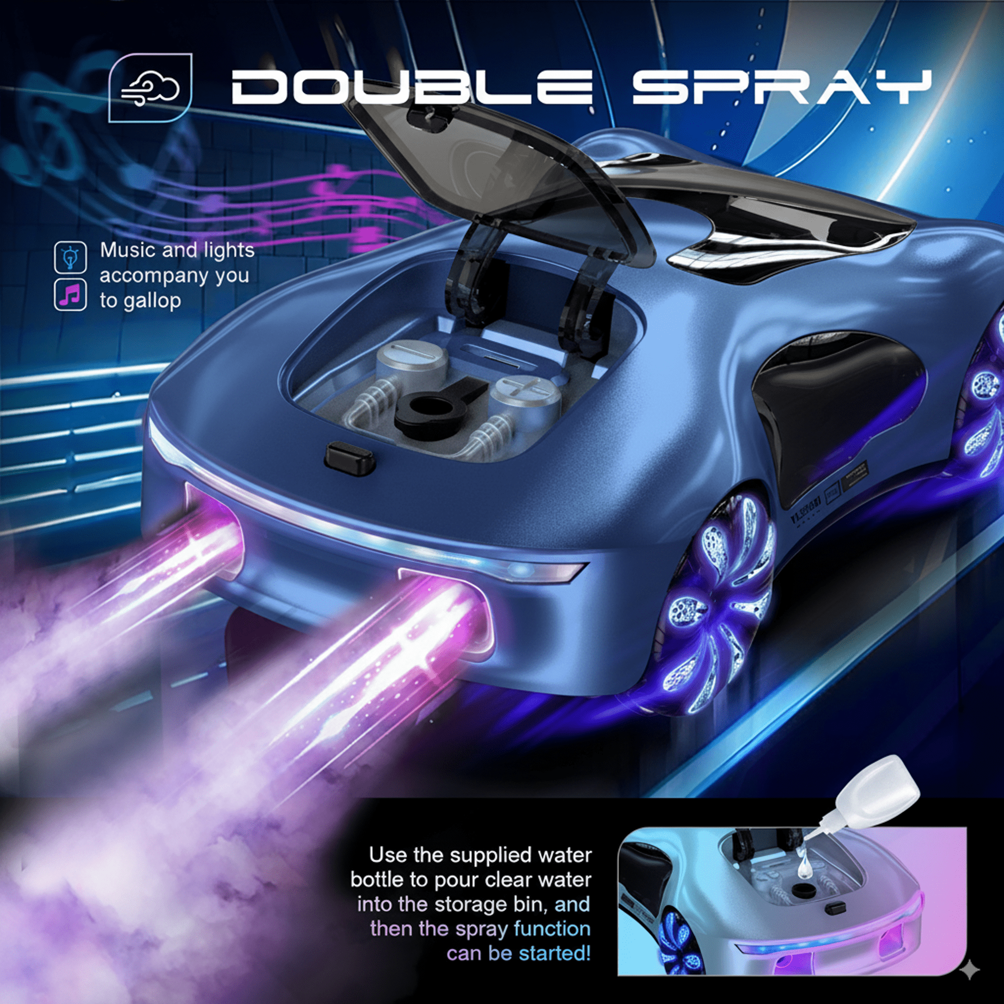 Flynow Remote Control Car, RC Drift Toy for Kids 3 4 5 6 7 8 9 10 11 Year Old, 2.4GHz 1200mAh 360° Rotate Cars with Light Sound Spray, Christmas Birthday Gift for Adults Boys Girls Age 12+