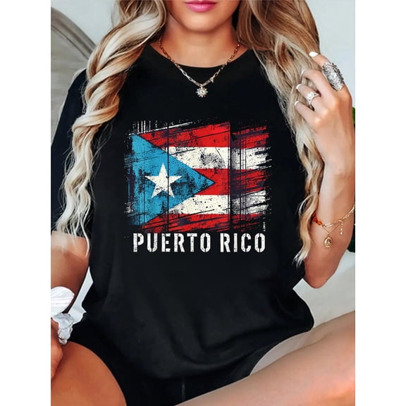 100% Cotton Puerto Rico Flag Heritage Month Hispanic Boricua Rica T-Shirt Women's Men's Graphic Tee Casual Tops