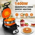 thumbnail image 2 of Stainless Steel Belgian Waffle Maker, 1400W Double Iron with 180 °   Flip & Nonstick Plates, 2 of 6