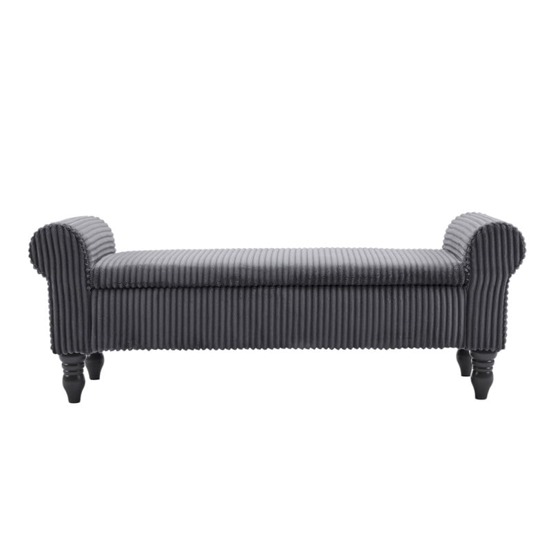 51.5'' Upholstered Corduroy Storage Ottoman Bench with Hinged Lid, Freestanding Bench Bed End Hidden Storage Footrest