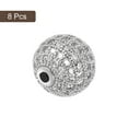 thumbnail image 3 of Charm Rhinestone Beads, 8 Pack 12mm Round Zircon Pave Spacer Beads for Jewelry Making (White - White Gold), 3 of 6