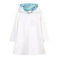 thumbnail image 1 of FAOWME Hooded Sweatshirt Dress For Girls Solid Color School Dress For Summer White 18-24 Months, 1 of 2
