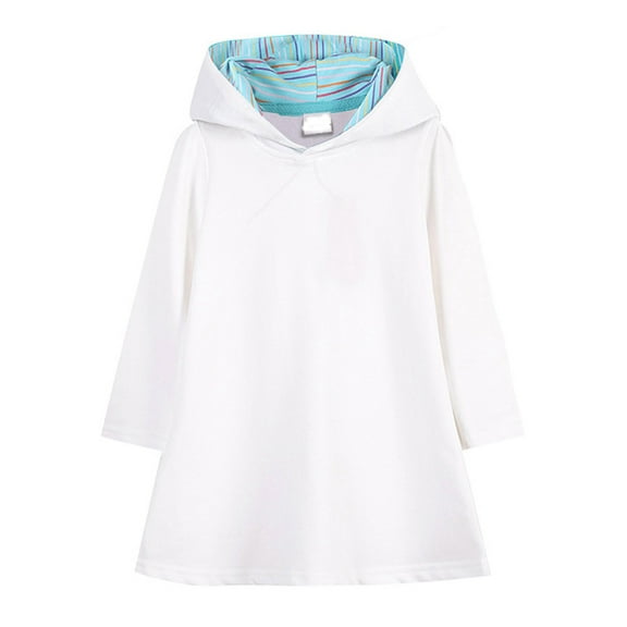 YUELONGHU Girls Fashion Dresses Flower Girl Dress 2T Hooded Sweatshirt Dress for Girls Pure Color School Dress for Spring and Autumn 4-5 Years
