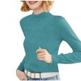 thumbnail image 3 of Scyoekwg Womens Long Sleeve Tops Crew Neck Bottoming Shirt Lightweight Loose Fall Tops Dressy Casual Blouses Trendy Solid Color Pullover (Green,M), 3 of 4