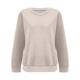 thumbnail image 5 of ManxiVoo Women's Everyday Round Neck Long Sleeve Sweatshirt Cozy Fall and Winter Casual Wear L Size Beige, 5 of 10