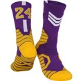 thumbnail image 1 of Professional Men's Basketball Socks Number Sports Socks Knee High Thickened Towel Bottom Cycling Running Fast-drying Breathable Adult Non-Slip Child Adult Socks for (33-38)Kids ( KB 24-Purple White, 1 of 9