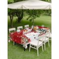 thumbnail image 3 of Outdoor Tablecloth with Umbrella Hole and Zipper, Red Christmas Rectangle Table Cloth 60x84 Inch Waterproof Tablecloth, Snowman Xmas Tree Poinsettia Eucalyptus Picnic Table Cover for Patio Camping, 3 of 7