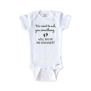 We want to ask you something Will you be my Godfather - surprise onesie birth pregnancy announcement - White 0-3 Months