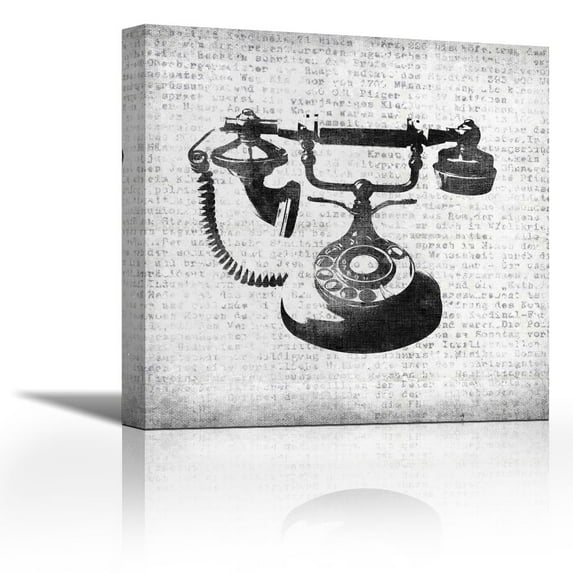 Vintage Phone - Contemporary Fine Art Giclee on Canvas Gallery Wrap - wall décor - Art painting - 24 x 24 Inch - Ready to Hang
