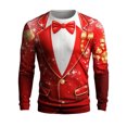 thumbnail image 2 of Ugly Christmas Sweatshirt for Men Funny 3D Suit Print Crew Neck Shirt Long Sleeve Outdoor Holiday Pullover Winter Top, 2 of 3